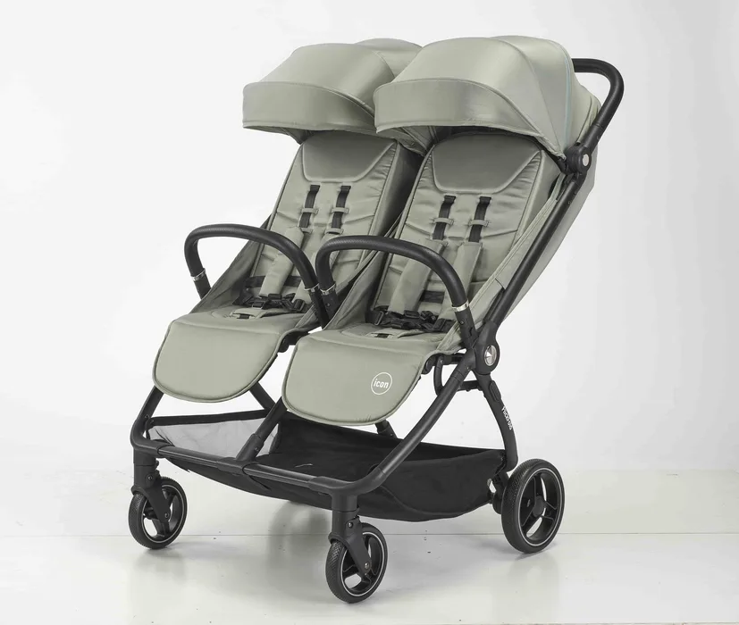 עגלת תאומים דגם: ICON צבע ירוק מעושן