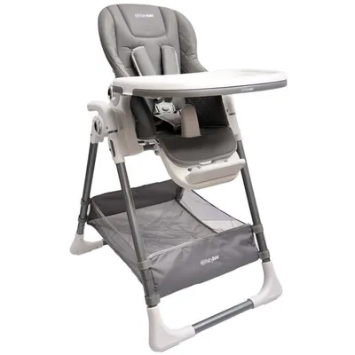 כסא אוכל PRIMO עם מצבי גובה ושכיבה וריפוד דמוי עור BABYSAFE (אפור)