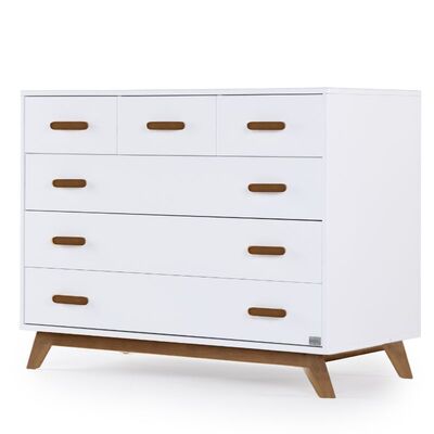 שידה לתינוק קוורץ לבן+אגוז