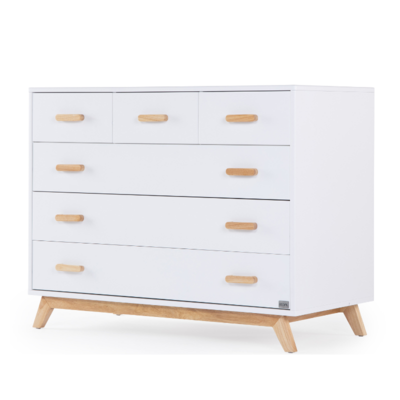 שידה לתינוק קוורץ לבן+אגוז