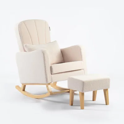 כורסת הנקה עץ מלא – דגם ברנדה צבע בז'