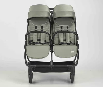 עגלת תאומים דגם: ICON צבע ירוק מעושן