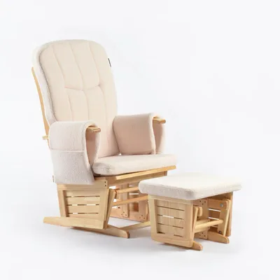 כורסת הנקה עץ מלא – דגם קורל צבע קרם