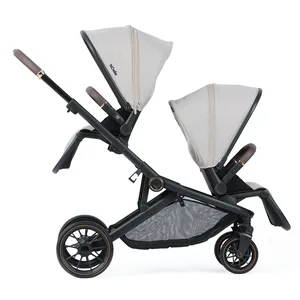 עגלת תאומים דיליאנס&קו נואל אפור בז' | Dillians&Co NOelle gray beige